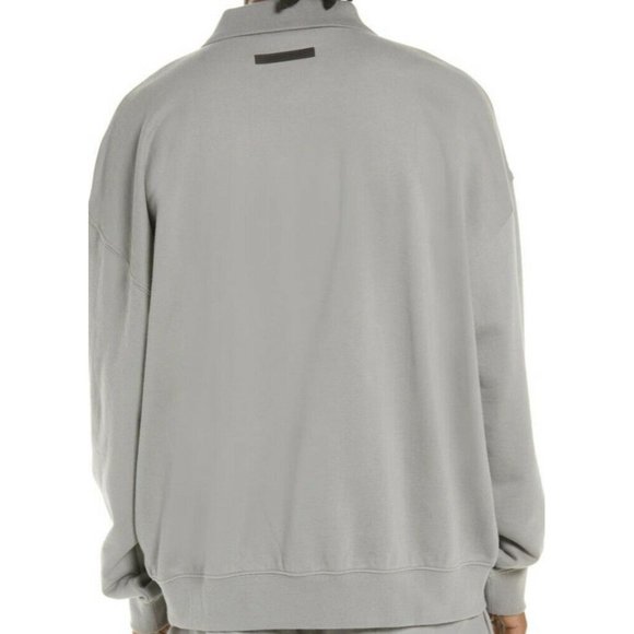 Fear Of God Essentials Logo Long Sleeve French Terry Polo Cement Gray Small - Picture 4 of 7